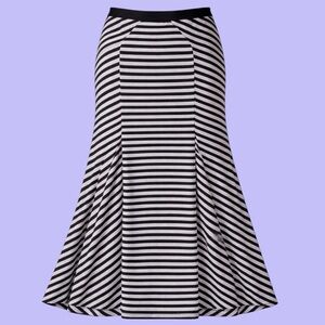 Black and Grey Striped Split Maxi Skirt